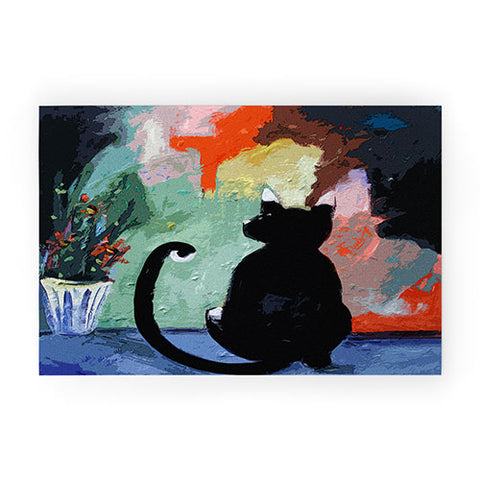 Ginette Fine Art Black Cat Welcome Mat