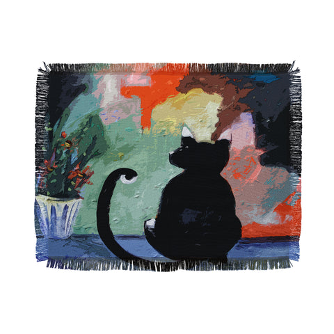 Ginette Fine Art Black Cat Throw Blanket