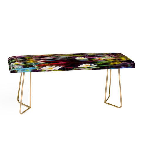 Ginette Fine Art Black Water White Lilies Bench