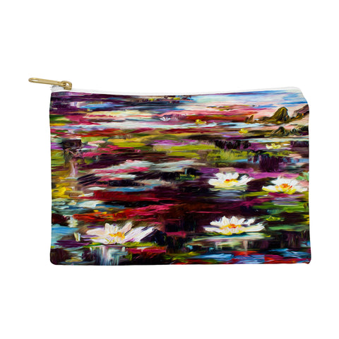 Ginette Fine Art Black Water White Lilies Pouch