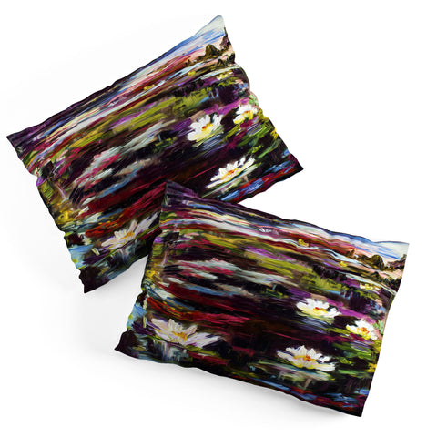 Ginette Fine Art Black Water White Lilies Pillow Shams