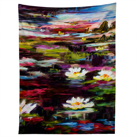Ginette Fine Art Black Water White Lilies Tapestry