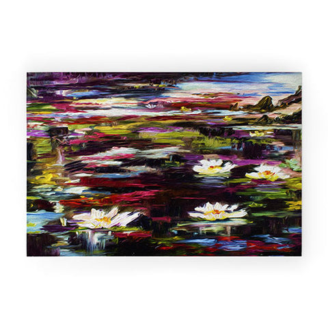 Ginette Fine Art Black Water White Lilies Welcome Mat