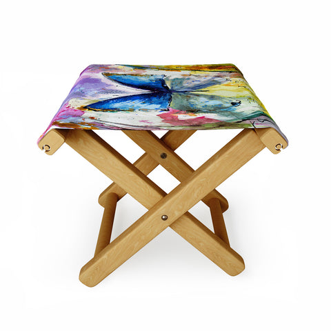 Ginette Fine Art Blue Butterfly Folding Stool