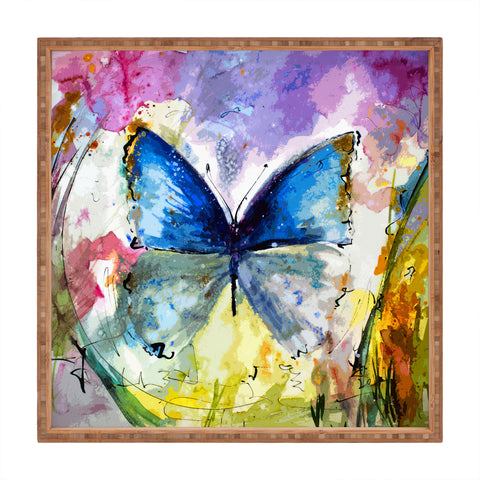 Ginette Fine Art Blue Butterfly Square Tray