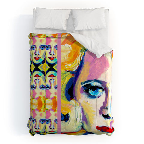 Ginette Fine Art Blue Eyes Red Lips Comforter