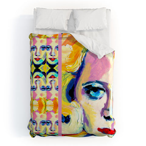 Ginette Fine Art Blue Eyes Red Lips Duvet Cover