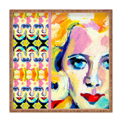 Ginette Fine Art Blue Eyes Red Lips Square Tray