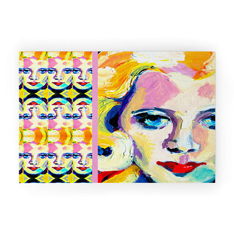 Ginette Fine Art Blue Eyes Red Lips Welcome Mat