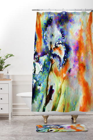 Ginette Fine Art Blue Iris Passion Shower Curtain And Mat