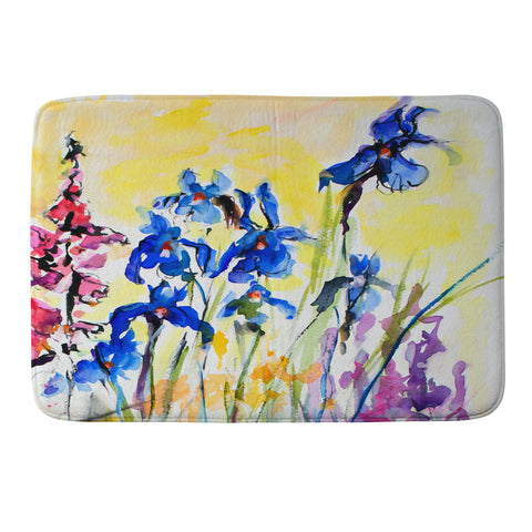 Ginette Fine Art Blue Irises Memory Foam Bath Mat