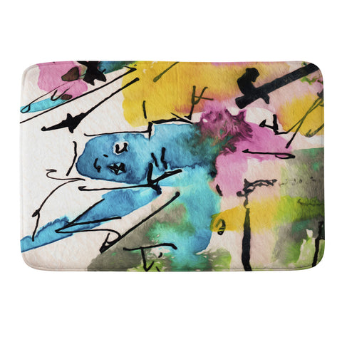 Ginette Fine Art Blue Man Abstract Expressive Memory Foam Bath Mat