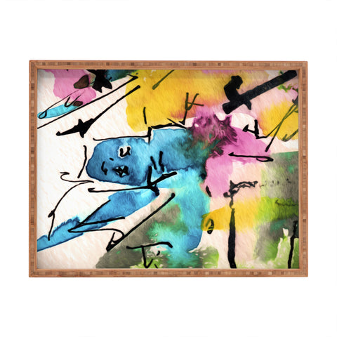 Ginette Fine Art Blue Man Abstract Expressive Rectangular Tray