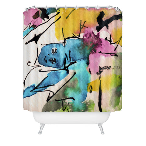Ginette Fine Art Blue Man Abstract Expressive Shower Curtain