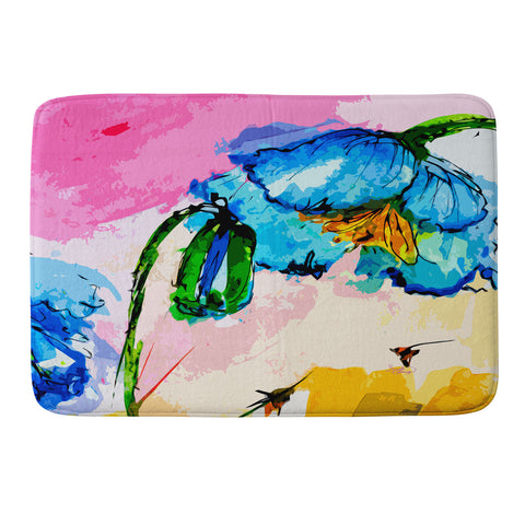Ginette Fine Art Blue Poppies Magnifique Memory Foam Bath Mat