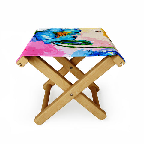 Ginette Fine Art Blue Poppies Magnifique Folding Stool