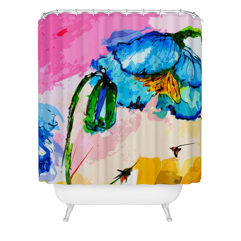 Ginette Fine Art Blue Poppies Magnifique Shower Curtain