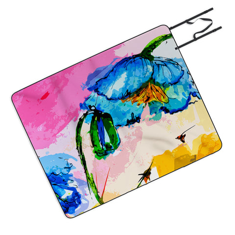 Ginette Fine Art Blue Poppies Magnifique Picnic Blanket