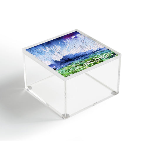 Ginette Fine Art Blue Rain Falling Acrylic Box