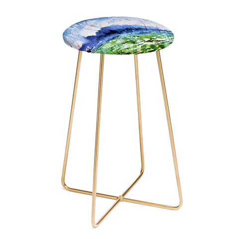 Ginette Fine Art Blue Rain Falling Counter Stool