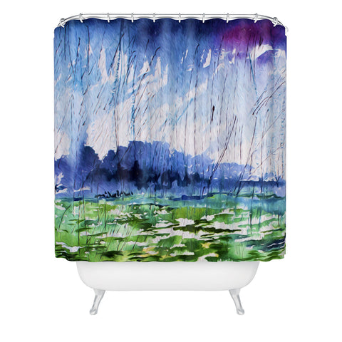 Ginette Fine Art Blue Rain Falling Shower Curtain