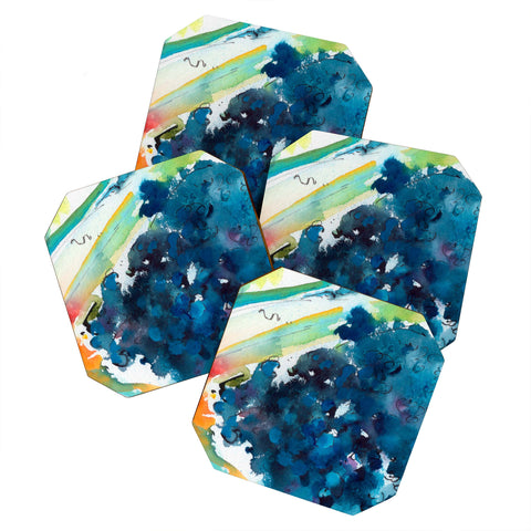 Ginette Fine Art Blueberries Coaster Set