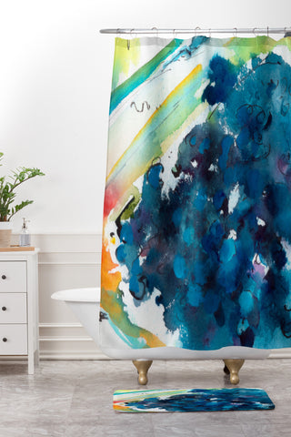 Ginette Fine Art Blueberries Shower Curtain And Mat