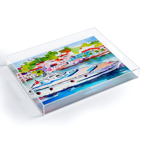 Ginette Fine Art Boating In Italy Acrylic Tray
