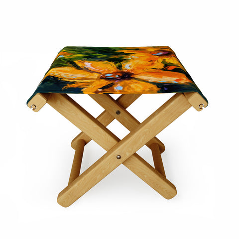 Ginette Fine Art Bold Yellow Flowers Folding Stool