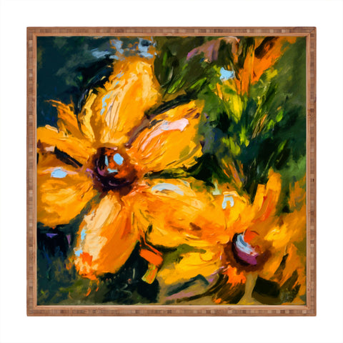 Ginette Fine Art Bold Yellow Flowers Square Tray
