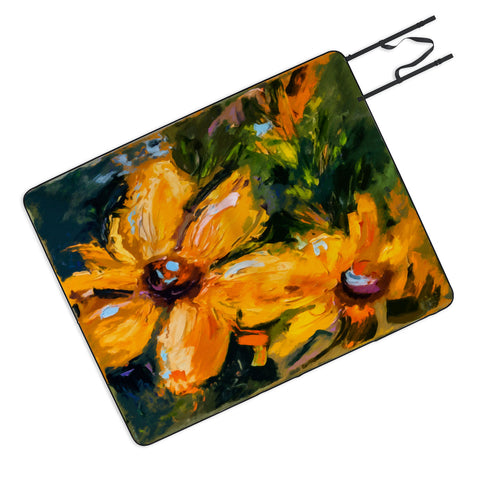 Ginette Fine Art Bold Yellow Flowers Picnic Blanket