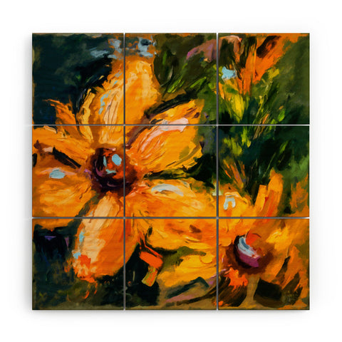 Ginette Fine Art Bold Yellow Flowers Wood Wall Mural