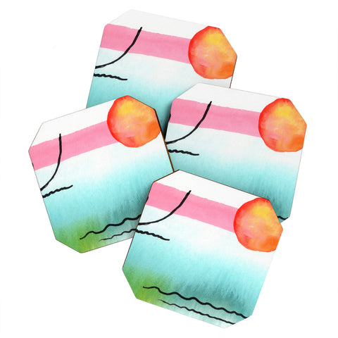 Ginette Fine Art Bubble Gum Tropics Coaster Set