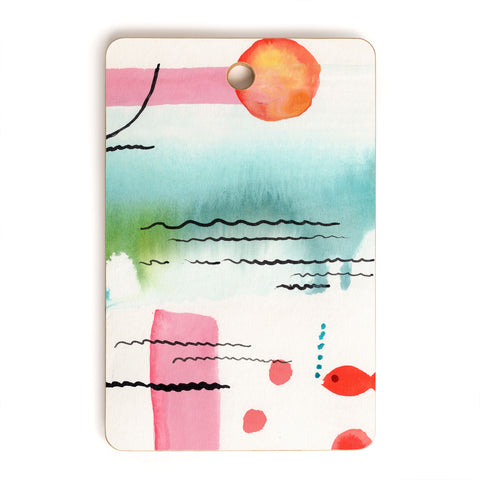 Ginette Fine Art Bubble Gum Tropics Cutting Board Rectangle