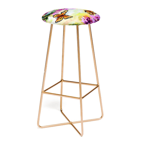 Ginette Fine Art Butterflies and Peonies Bar Stool