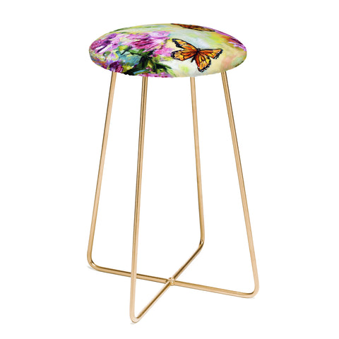 Ginette Fine Art Butterflies and Peonies Counter Stool
