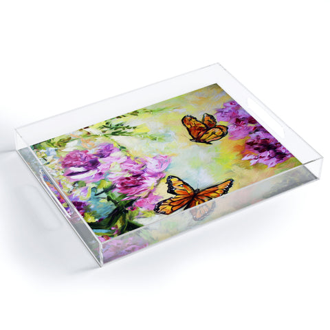 Ginette Fine Art Butterflies and Peonies Acrylic Tray
