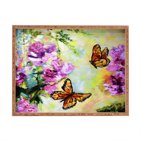Ginette Fine Art Butterflies and Peonies Rectangular Tray