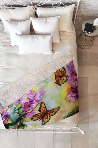 Ginette Fine Art Butterflies and Peonies Fleece Throw Blanket