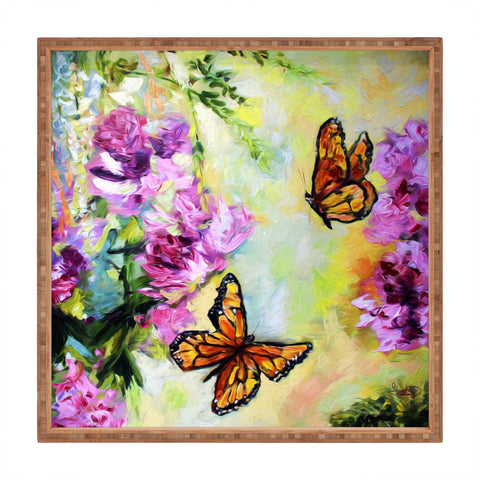 Ginette Fine Art Butterflies and Peonies Square Tray