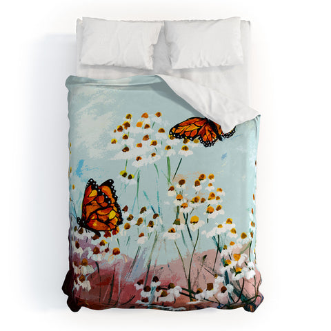 Ginette Fine Art Butterflies In Chamomile 1 Duvet Cover