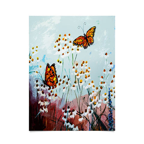 Ginette Fine Art Butterflies In Chamomile 1 Poster