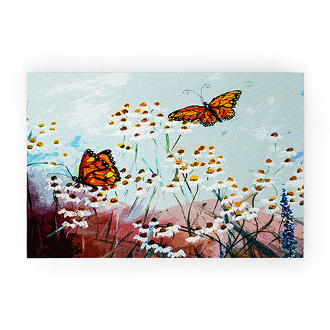 Ginette Fine Art Butterflies In Chamomile 1 Welcome Mat