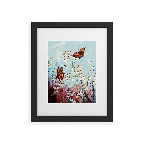 Ginette Fine Art Butterflies In Chamomile 1 Framed Art Print