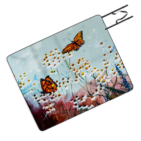 Ginette Fine Art Butterflies In Chamomile 1 Picnic Blanket