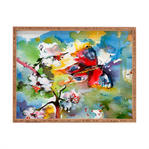Ginette Fine Art Butterfly Flutter By Rectangular Tray