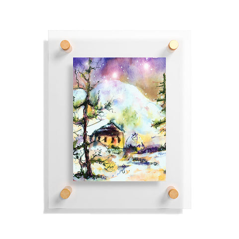 Ginette Fine Art Cabin In The Snow Floating Acrylic Print