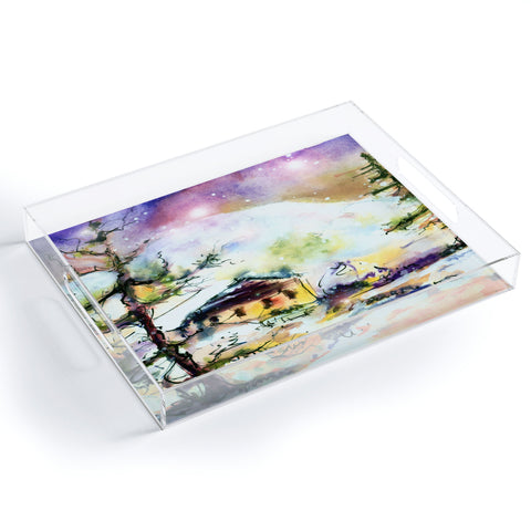 Ginette Fine Art Cabin In The Snow Acrylic Tray