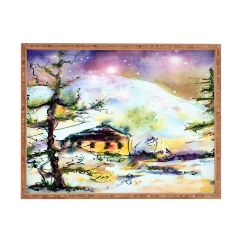 Ginette Fine Art Cabin In The Snow Rectangular Tray