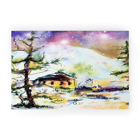 Ginette Fine Art Cabin In The Snow Welcome Mat